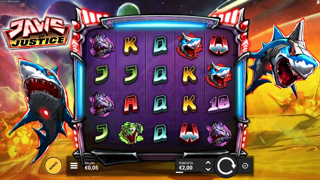 Banner della slot Jaws of Justice