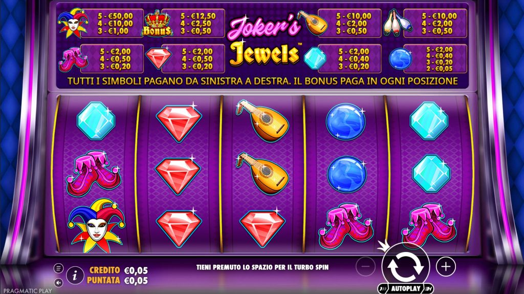 Schermata di gioco Joker's Jewels