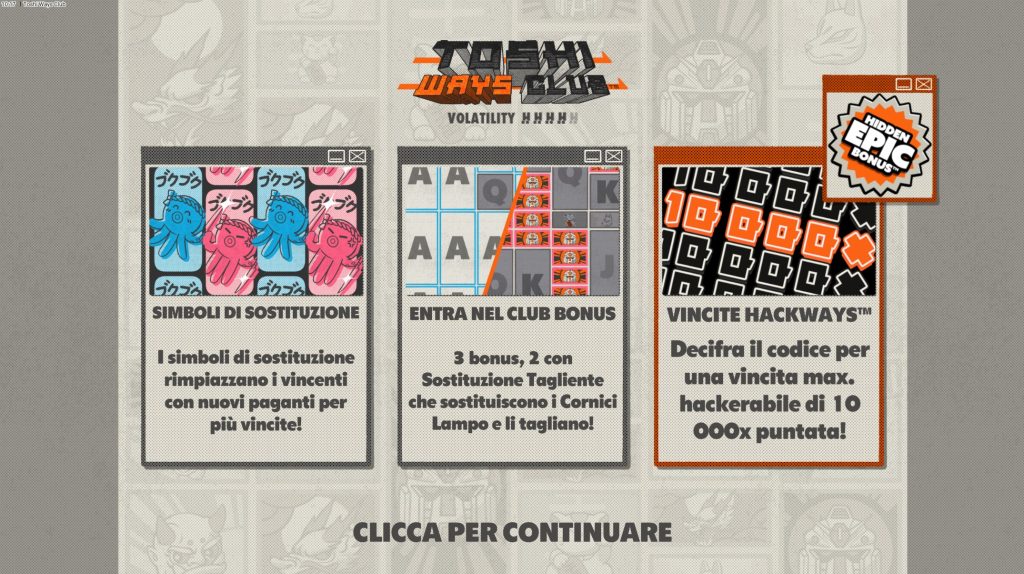 Banner della slot Toshi Ways Club slot