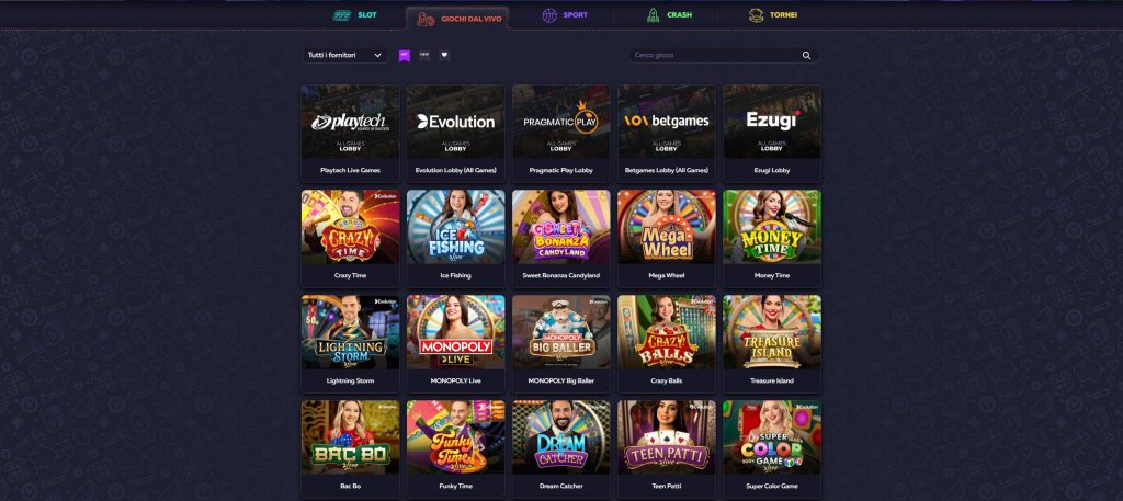 Sezione con giochi con croupier dal vivo su Vavada