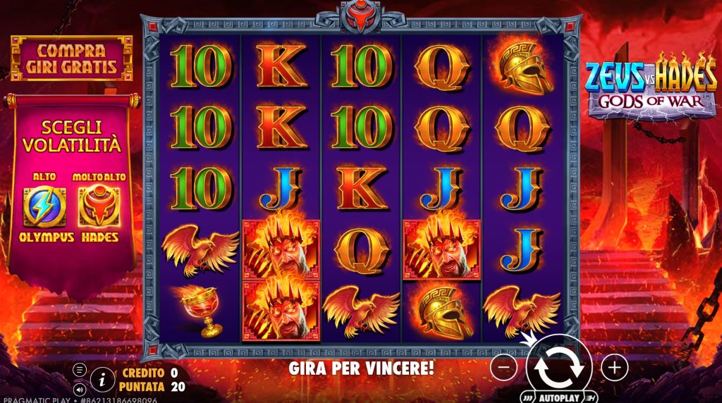 Schermata di gioco Zeus vs Hades