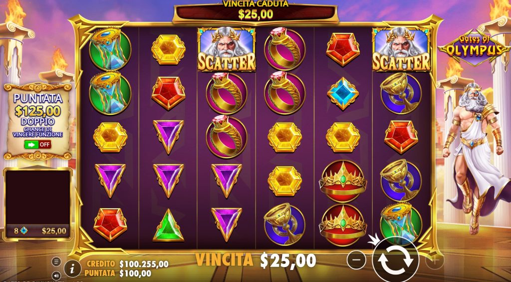 Schermata di gioco gates of olympus
