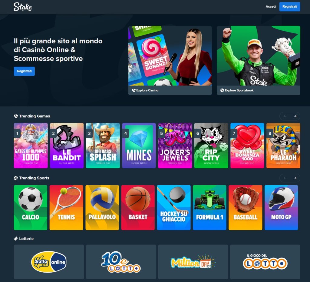 Home page del casinò STAKE