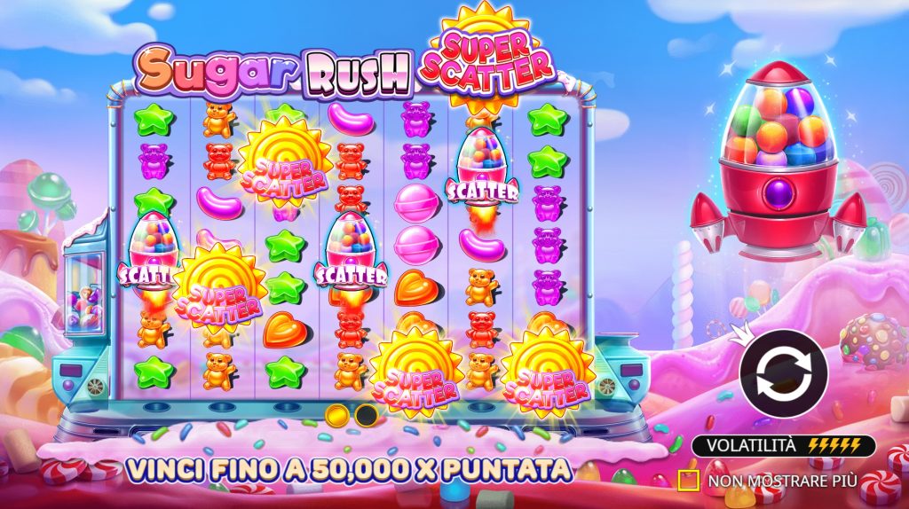 Banner della slot Sugar Rush Super Scatter